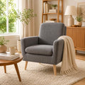 Naomi Home Frida Teddy Fleece Accent Chair, Mid-Century Modern Inspired Armchair with Plush Upholstery, Thick Cushioning & Oak Legs, Cozy Living Room Chair for Bedroom, Reading Nook & Lounge Seating