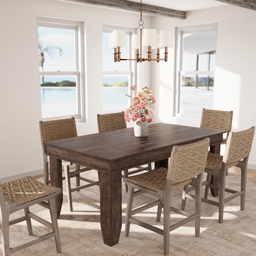 GarveeHome Farmhouse Dining Table for 4-6 People, 63" Long Kitchen Tables