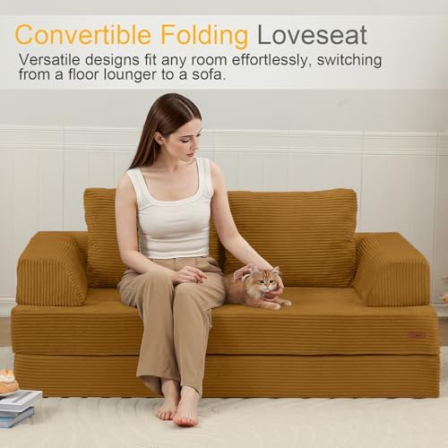 COMAX Convertible Futon Sofa Bed, 59" Folding Boneless Loveseat Small Couch