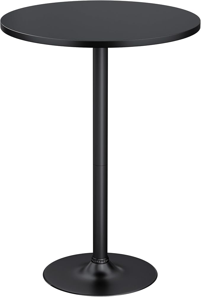 Furmax Bistro Pub Table Round Bar Height Cocktail Table for Home Bar, Round Bar Tables for Party, Dining Room, Living Room and Wedding, Metal Base MDF Top, 40.6 Inch Height (1, Dark Black-1)