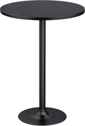 Furmax Bistro Pub Table Round Bar Height Cocktail Table for Home Bar, Round Bar Tables for Party, Dining Room, Living Room and Wedding, Metal Base MDF Top, 40.6 Inch Height (1, Dark Black-1)