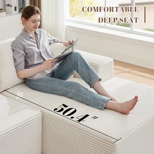 Mangodan 110” Boneless Couch, Cloud Sectional Sofa for Living Room, Beige