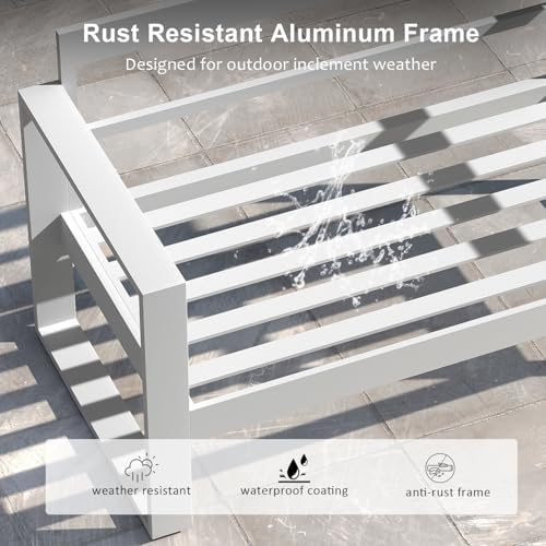 LayinSun Outdoor Patio Aluminum Chair, Metal Modern Armchair Set of 2 with Washable Thick Cushions