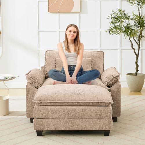 Oprisen 53" Modular Sectional Sofa, Comfy Deep Cloud Couch with Ottoman