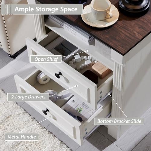 Aitjunz 26" Tall 2 Drawers Dresser for Bedroom, End Table, Antique White