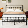 zunatu Queen Size Metal Bed Frame, Victorian Style Headboard and Footboard