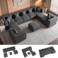 MONVANE Modular Sectional Sofa, Oversized 10 Seat Convertible U Shaped Couch with Ottoman, Comfy Chenille Cloud Couch with Deep Seat, Sectional Couches for Living Room, No Assembly Required, Grey