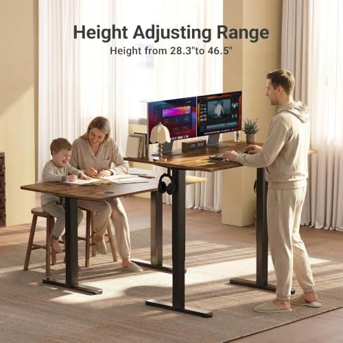Claiks Electric Height Adjustable Standing Desk, 40x24 Inch, Rustic Brown