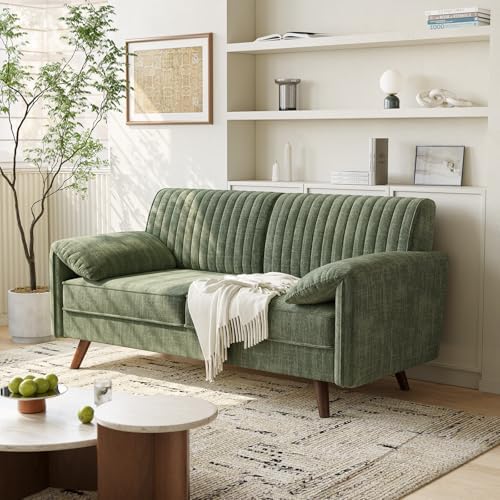 ONBRILL 64.5" Loveseat Sofa, Chenille Loveseat Couch for Living Room, Green
