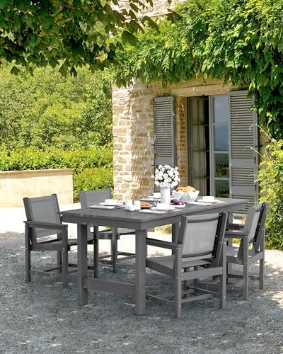 SERWALL 5 Pcs HDPE Patio Dining Set, HDPE Dining Set for 4, Black