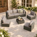LOUVIXA 7 Piece Outdoor Patio Furniture Set, Outdoor Sectional Sofa, Wicker Rattan Patio Furniture, Patio Conversation Set with Coffee Table & Cushions