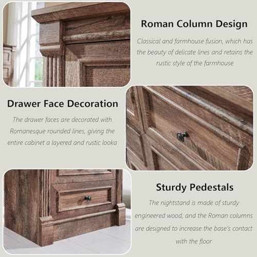 Aitjunz 26" Tall 2 Drawers Dresser for Bedroom, End Table, Light Brown