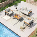 Aoxun Aluminum Patio Furniture Set 4 Seats, Oversized Outdoor Sectional with Washable Thick Cushions, Coffee Table, Patio Conversation Sets for Porch, Balcony, Deck