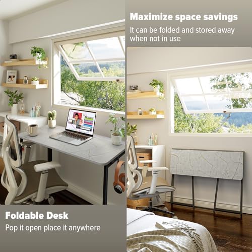 WOHOMO Folding Desk, 39.4" Foldable Computer Table for Small Spaces, Grey