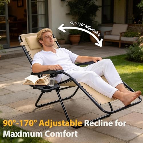 NEWBULIG Zero Gravity Chairs Set of 2, Folding Lounge Recliner Chair