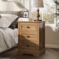 Farmhouse 3 Drawers Dresser, Natural Oak Dresser with Charging Station