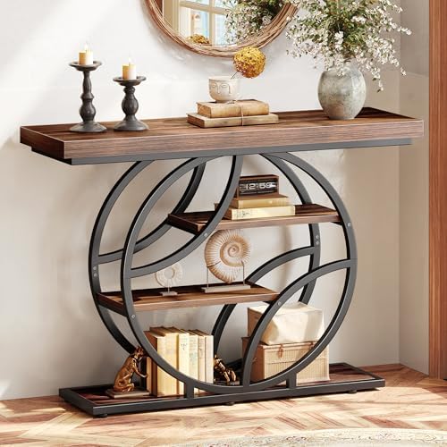 Huuger 41.3 Inch Entryway Table, Console Table with Shelves, Sofa Table