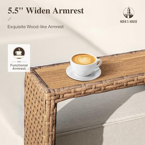 HERA'S HOUSE 8-Piece Patio Furniture Set with 10" Thick Cushions, Beige
