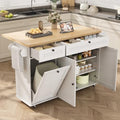 ComfyCorner 60" Rolling Kitchen Island on Wheels, Mobile Kitchen Cart White