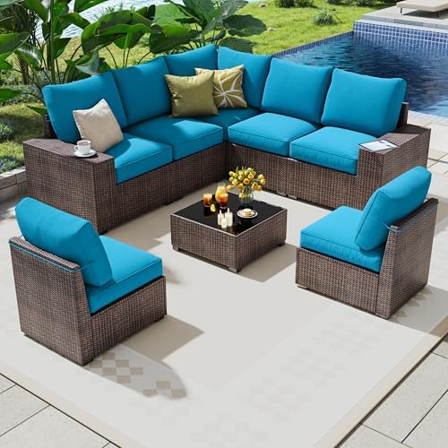 8 Piece outdoor patio sectional furniture set, Modern Modular outdoor sofa