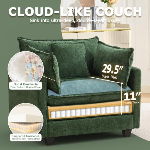 42" Modular Sectional Sofa, Cloud Couch Single-Seat Accent Chair
