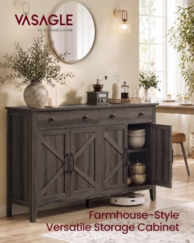 VASAGLE Farmhouse Buffet Cabinet, Coffee Bar with 2 Drawers