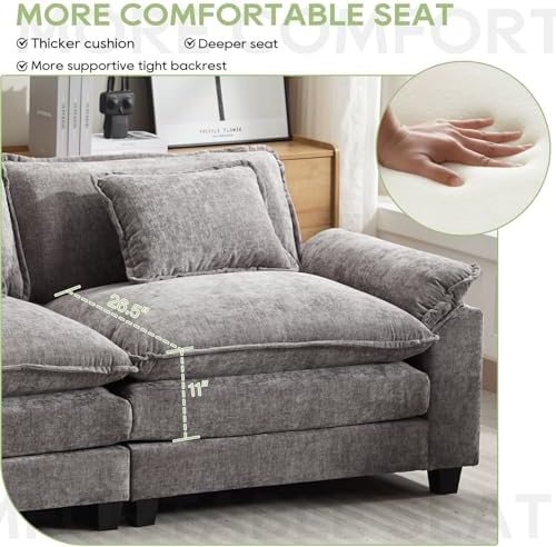 Oprisen 154" Modular Sectional Sofa, Comfy Deep Cloud Couch with Ottoman
