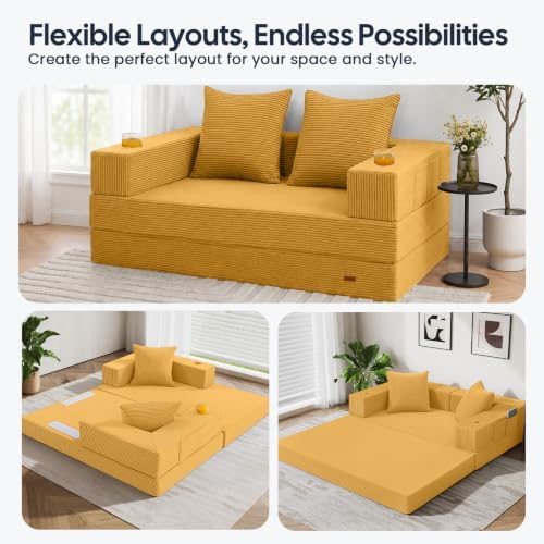 COMAX Boneless Futon Sofa Bed, 59" Small Low-Profile Floor Couch