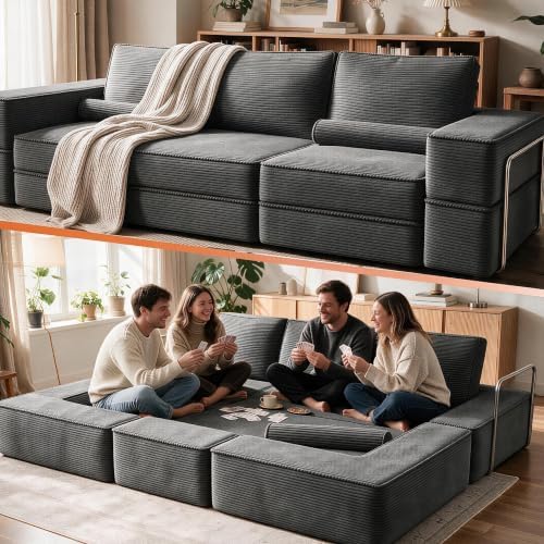 Oversize Convertible Boneless Couch Bed, 103 Inch Corduroy futon Sofa Bed