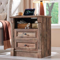 Aitjunz 26" Tall 2 Drawers Dresser for Bedroom, End Table, Light Brown