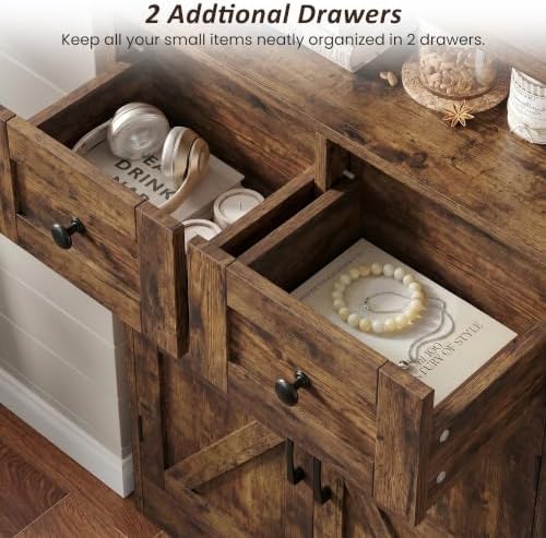 Farmhouse Storage Cabinet Set of 2, Small Kitchen Pantry Coffee Bar Cabinet