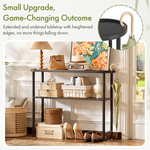 Black Entryway Table for Hallway Bamboo, 39.4"L x 11.8"W x 29.7"H