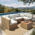 HERA'S HOUSE 5-Piece Wicker Rattan Patio Sectional Set, 6-Seat
