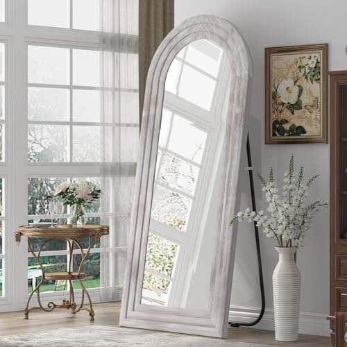 ZHUNFA Arched Full Length Mirror with Solid Wood Frame