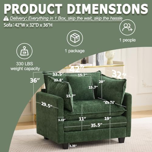 42" Modular Sectional Sofa, Cloud Couch Single-Seat Accent Chair
