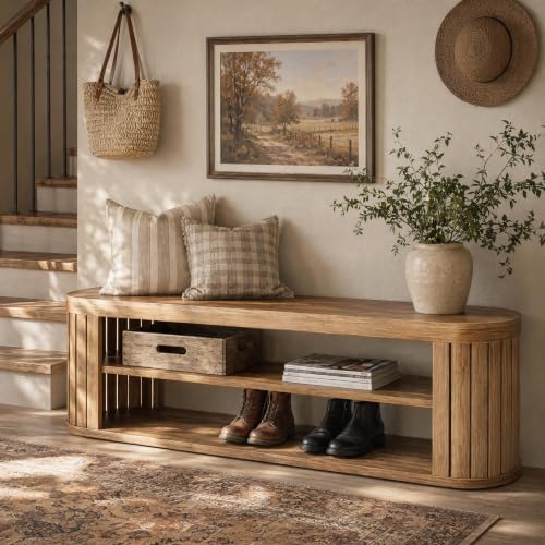 Tribesigns 47.2" 3-Tier Entryway Bench with Shoe Storage