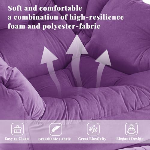 Lazy Chair with Ottoman, Comfy Reading Chair, Purple