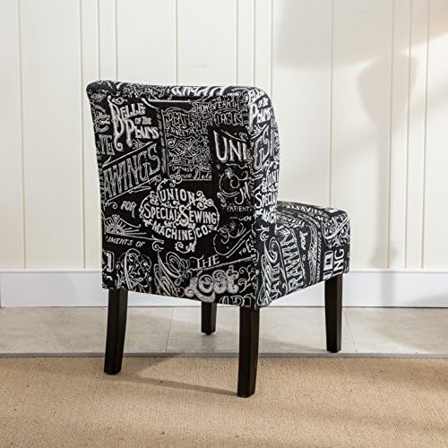 Roundhill Furniture Capa Print Fabric Armless Contemporary Accent Chair, Chalkboard Shadow
