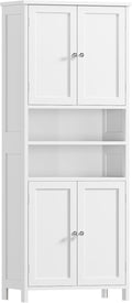 TEENFON 66.9" H Tall Bathroom Storage Cabinet with 4 Doors & 2 Open Shelves | Bathroom Cabinet with Adjustable Shelves, Large Capacity Cabinet for Kitchen, Living Room, Entryway, Laundry & Pantry, White