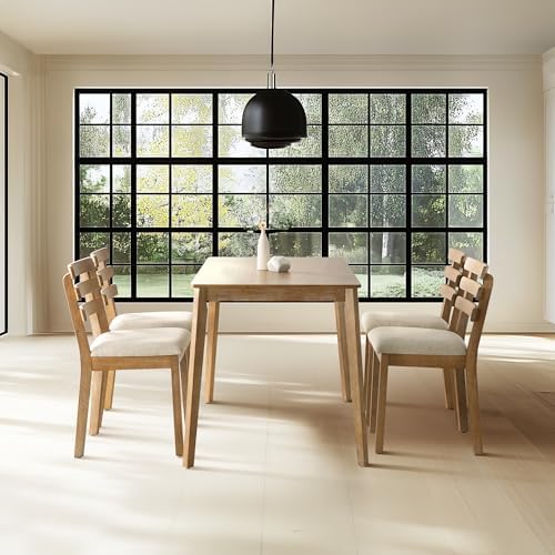4-Piece Farmhouse Dining Set, Wooden Dining Table with 2 Chairs, Bench Seat