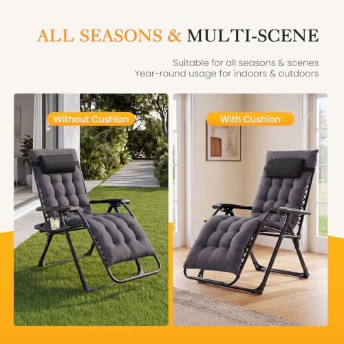 NEWBULIG Zero Gravity Chair, Folding Patio Recliner with Cup Holder Trays