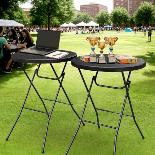 VINGLI 32" Cocktail Table, Folding Round Table Bar Height, High Top Table