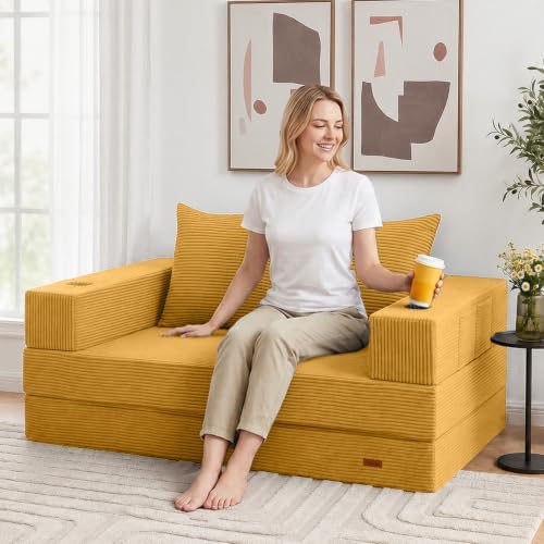 COMAX Boneless Futon Sofa Bed, 59" Small Low-Profile Floor Couch