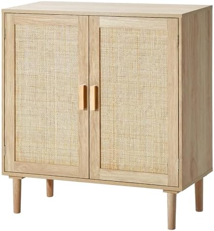 VEVOR Sideboard Cabinet, Buffet Cabinet with 2 Magnetic Doors and Adjustable Shelves, Sideboard Buffet for Hallway, Entryway, Living Room, or Kitchen, Natural