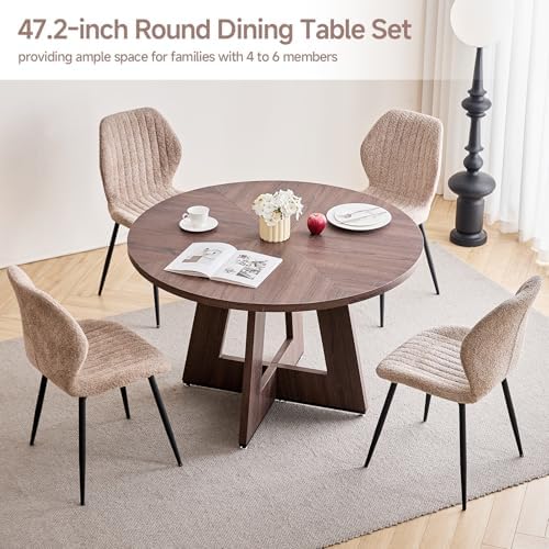 Round Dining Table Set for 4, Kitchen Table and Chairs