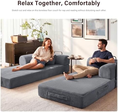 79" Convertible Sofa Bed, Boneless Sleeper Futon Couch for Living Room
