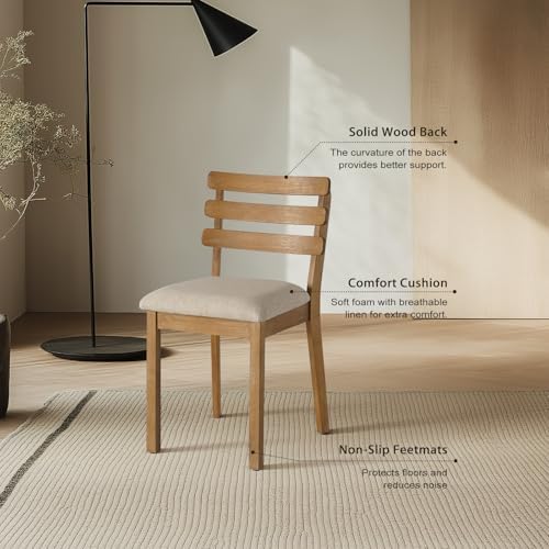 Farmhouse Dining Table Set for 4, Wooden Kitchen Table & Solid Wood Chairs