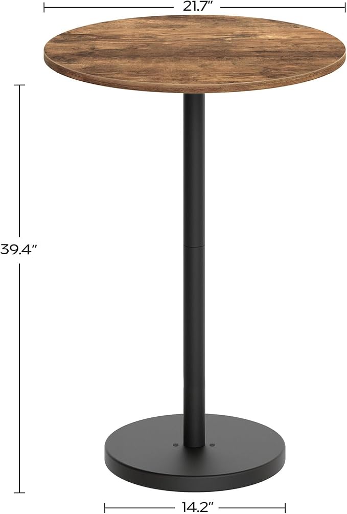 YATINEY Bar Table, Round Bar Table Set of 2, Counter Height Table, Pub Cocktail Table, Metal Frame, for Bistro, Dining Room, Living Room, Terrace, Rustic Brown and Black BT05L2BRY1