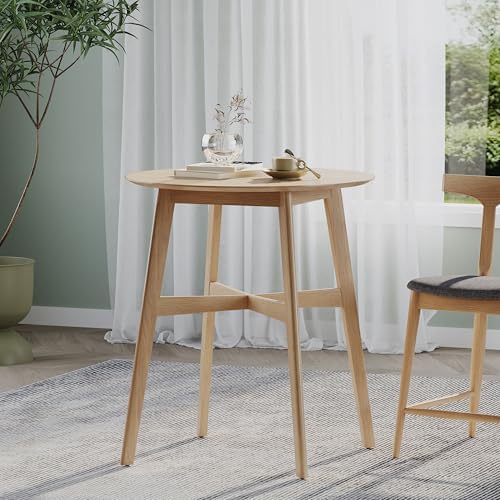 Christopher Knight Home Toori Mid Century Modern Kitchen Bar Table for Home Kitchen/Dining Room, Sturdy Wooden Counter Height Table with Splayed Legs, Modern Pub Table, Round Dining Table, Natural