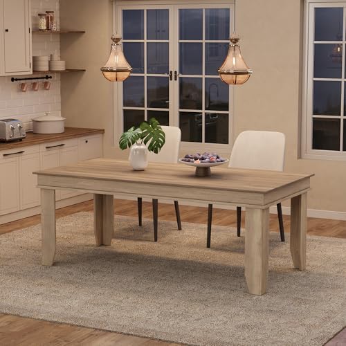 GarveeHome Farmhouse Dining Table for 6-8 People, 71" Long Kitchen Tables
